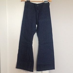 Vintage Sea Farer wide flare dark denim trousers